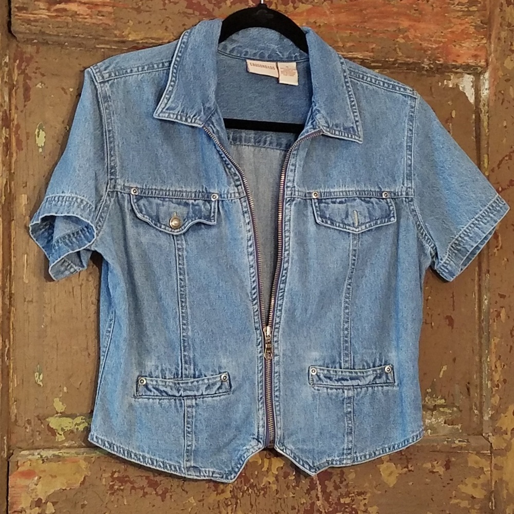 Vintage denim short sleeve jacket/top